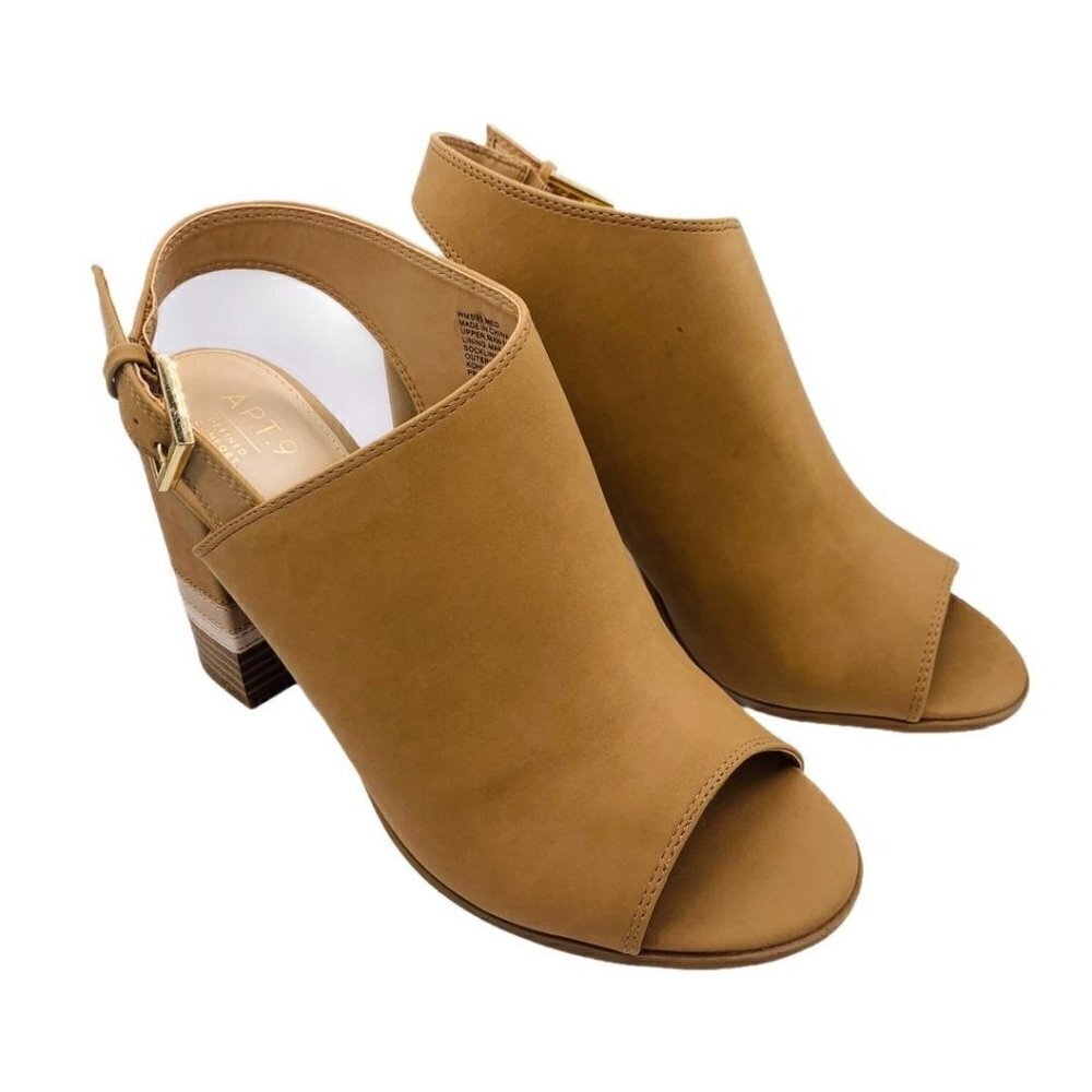 Apt‎ 9 Sandals Slingback Vegan Suede Womens Size 11 Profession Stacked Heel